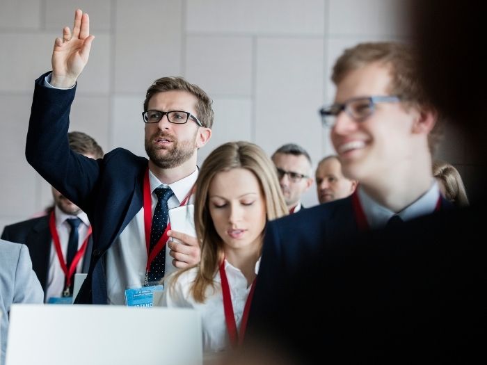 People asking questions reading