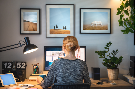 woman working from home